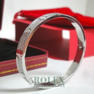 Cartier replica love bracciale oro bianco pavè diamond gioiello assemblato