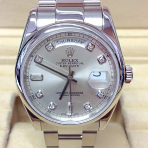 Rolex replica Day-Date 118209 White Gold Silver Diamond orologio assemblato