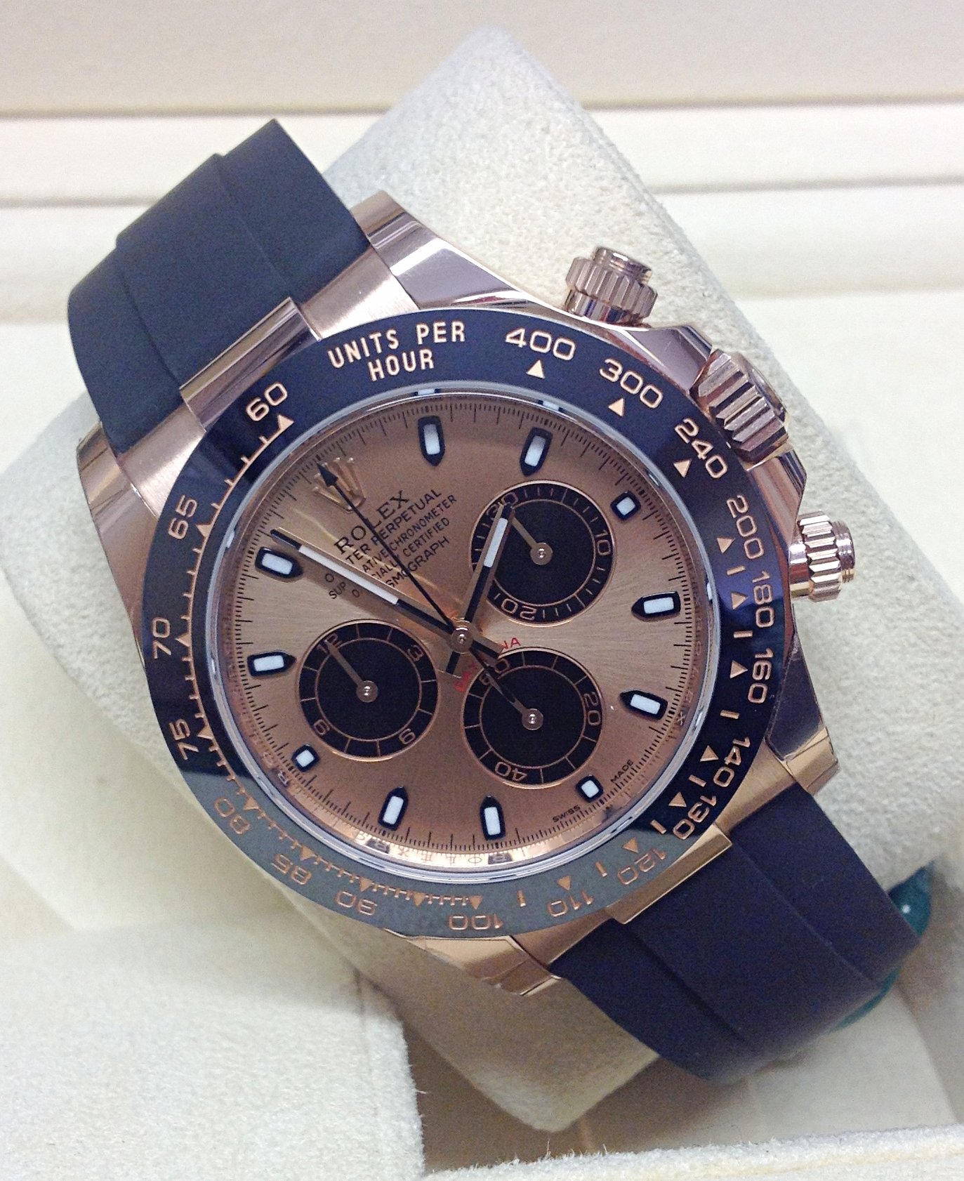 Rolex replica Daytona 116515LN Rose Gold Oysterflex-2