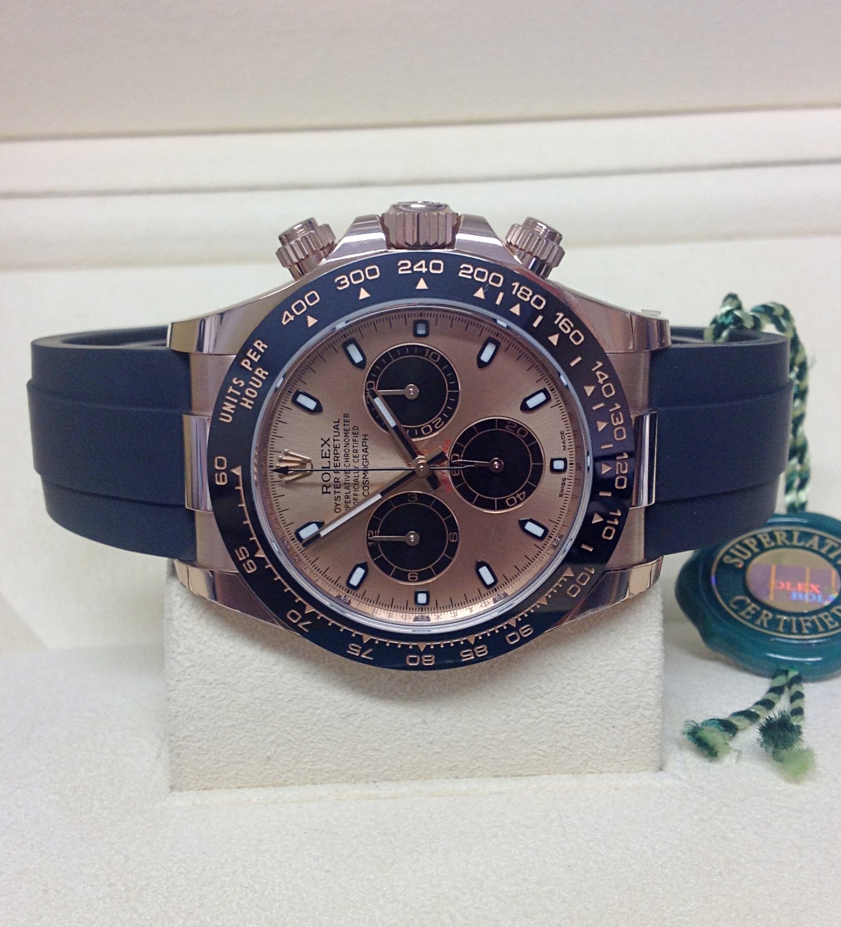 Rolex replica Daytona 116515LN Rose Gold Oysterflex-4