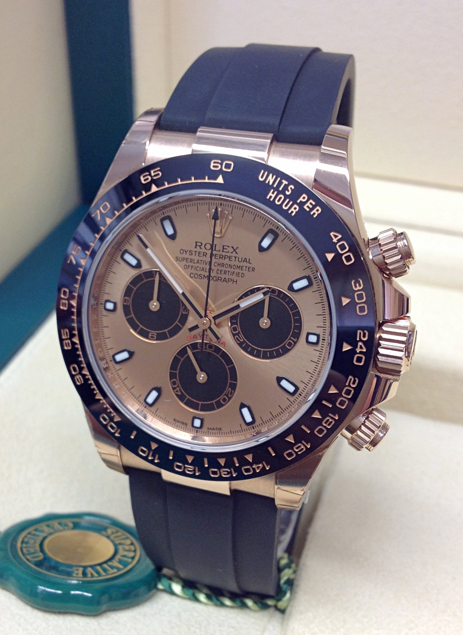 Rolex replica Daytona 116515LN Rose Gold Oysterflex-5