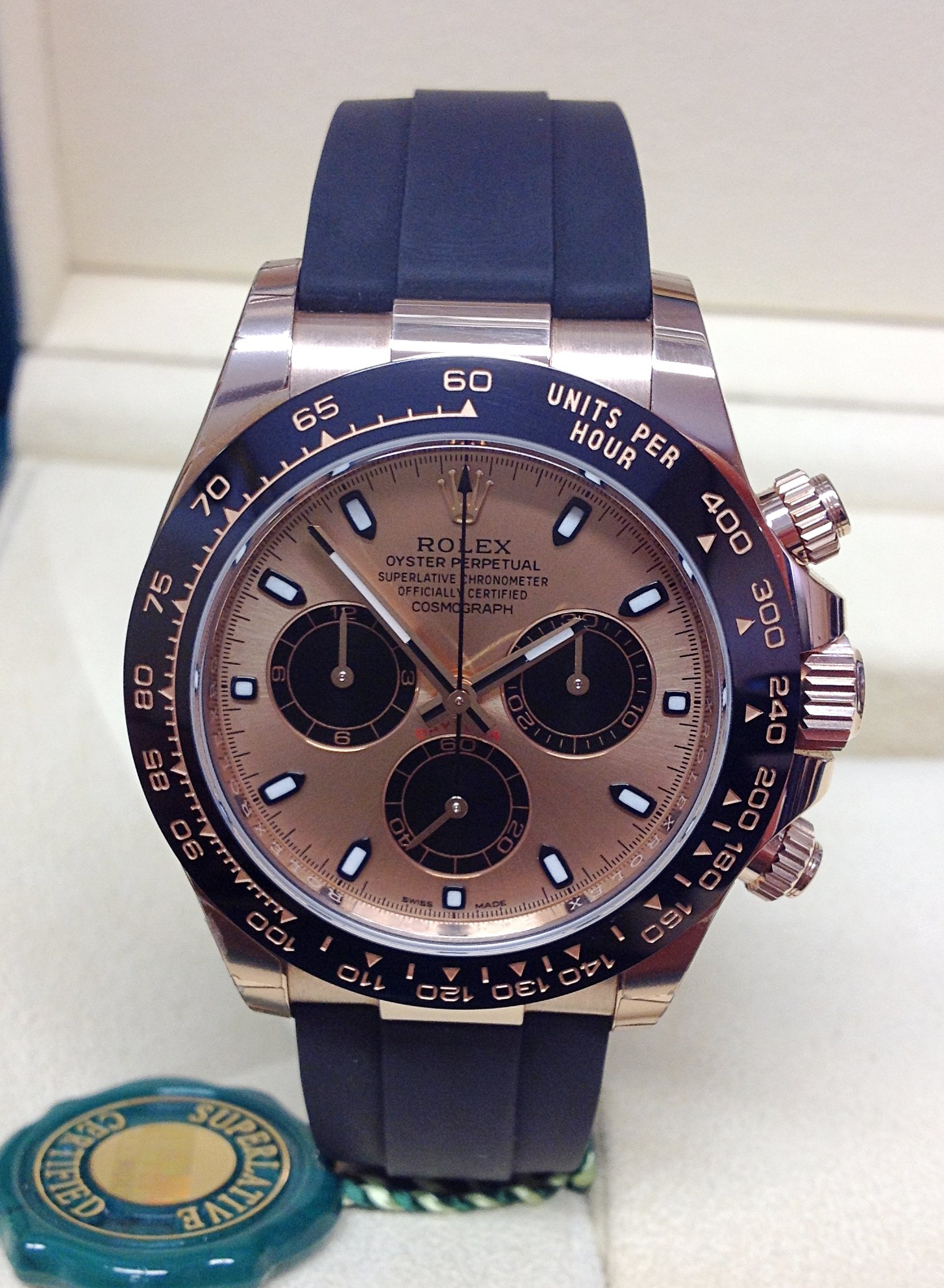 Rolex replica Daytona 116515LN Rose Gold Oysterflex-6