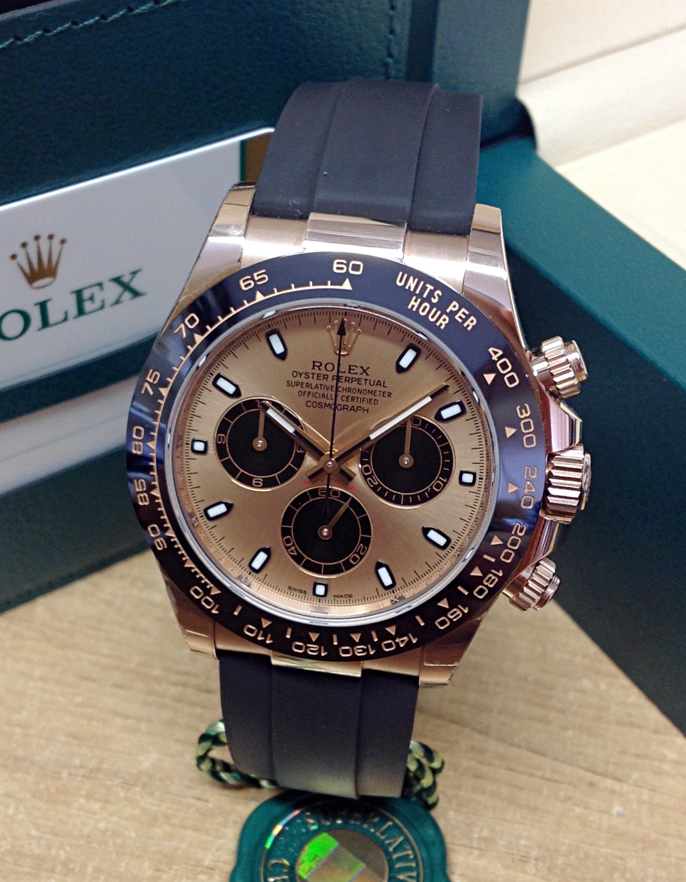 Rolex replica Daytona 116515LN Rose Gold Oysterflex-7