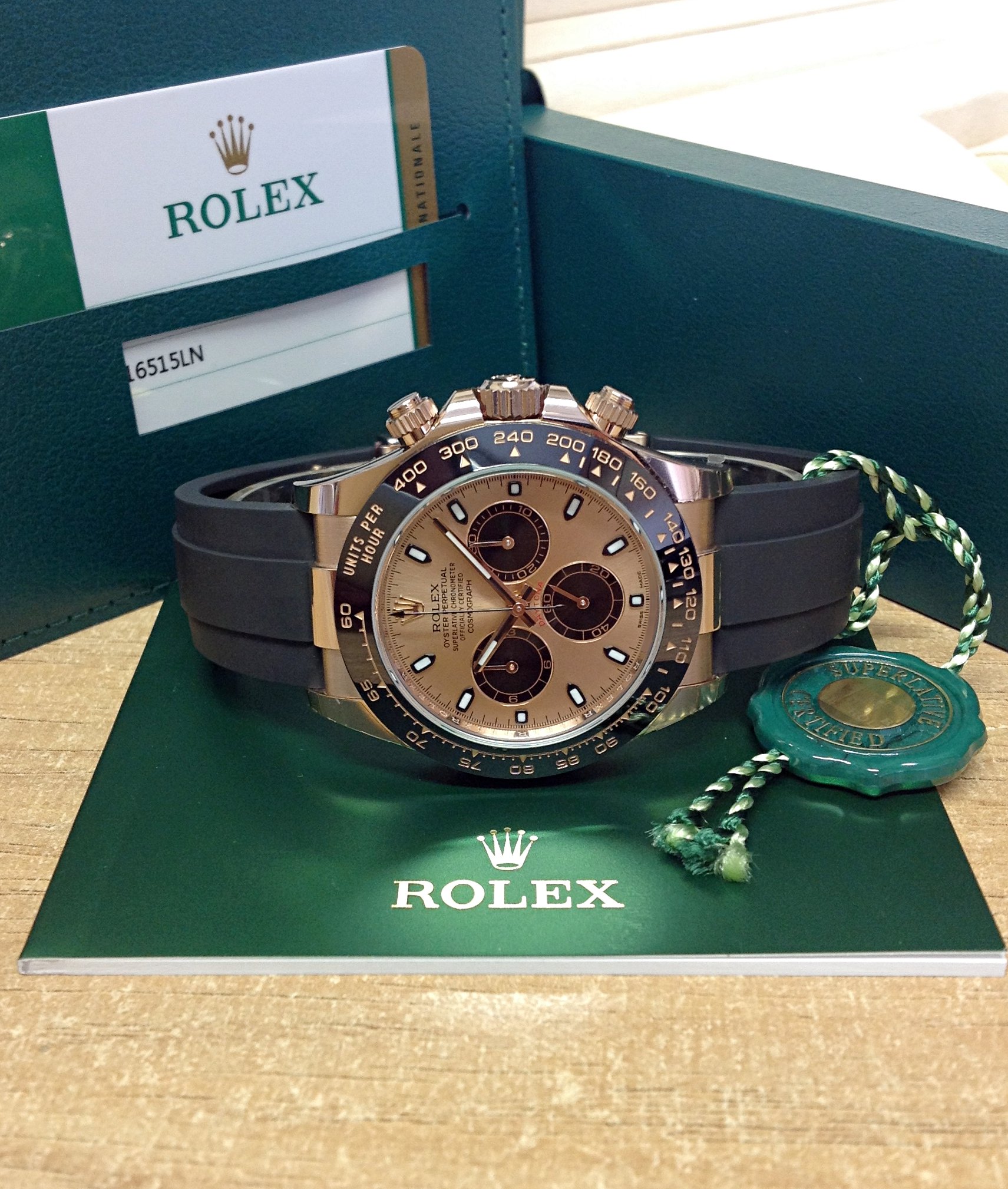 Rolex replica Daytona 116515LN Rose Gold Oysterflex-8