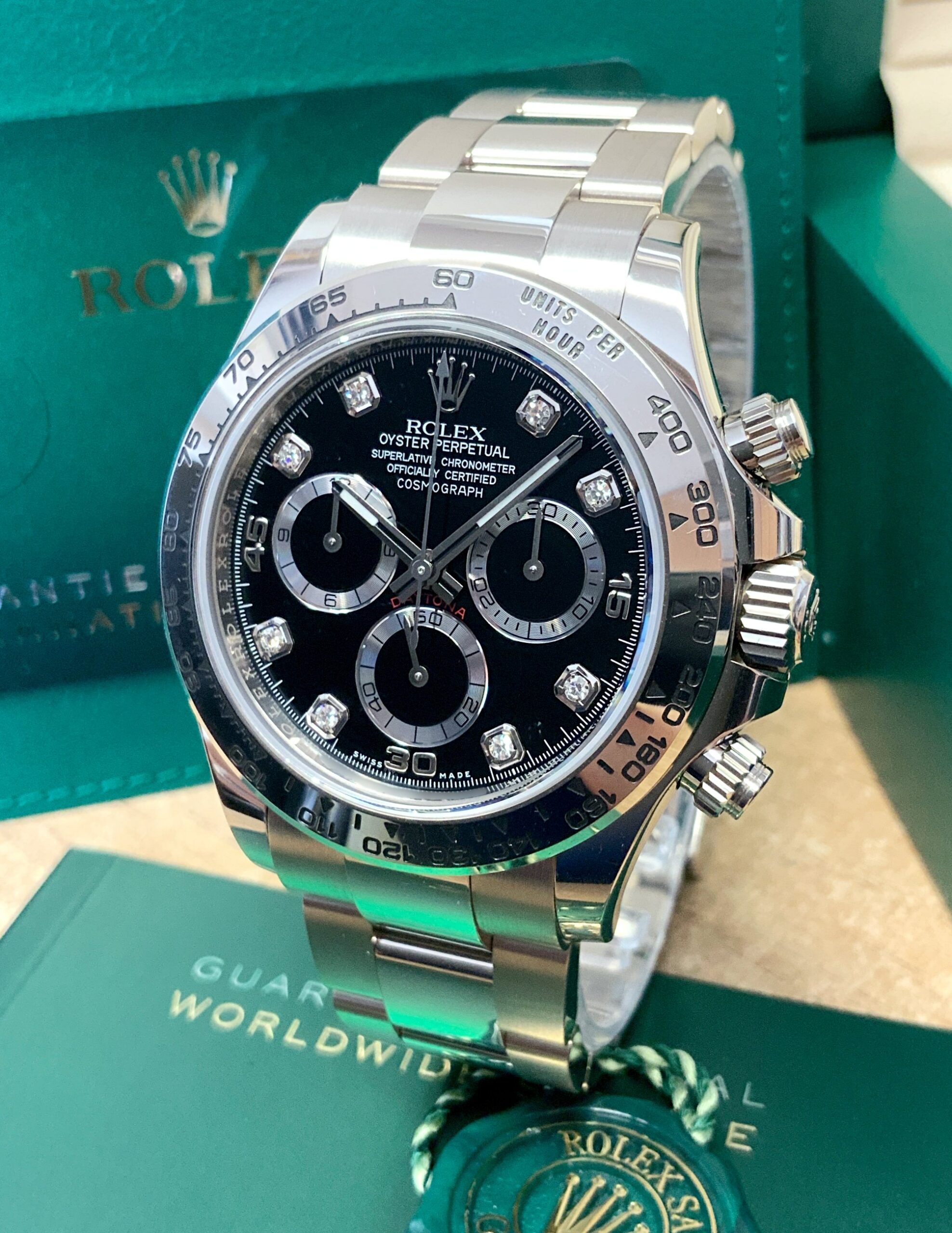 Rolex replica Daytona 116509 White Gold Black Diamond-1