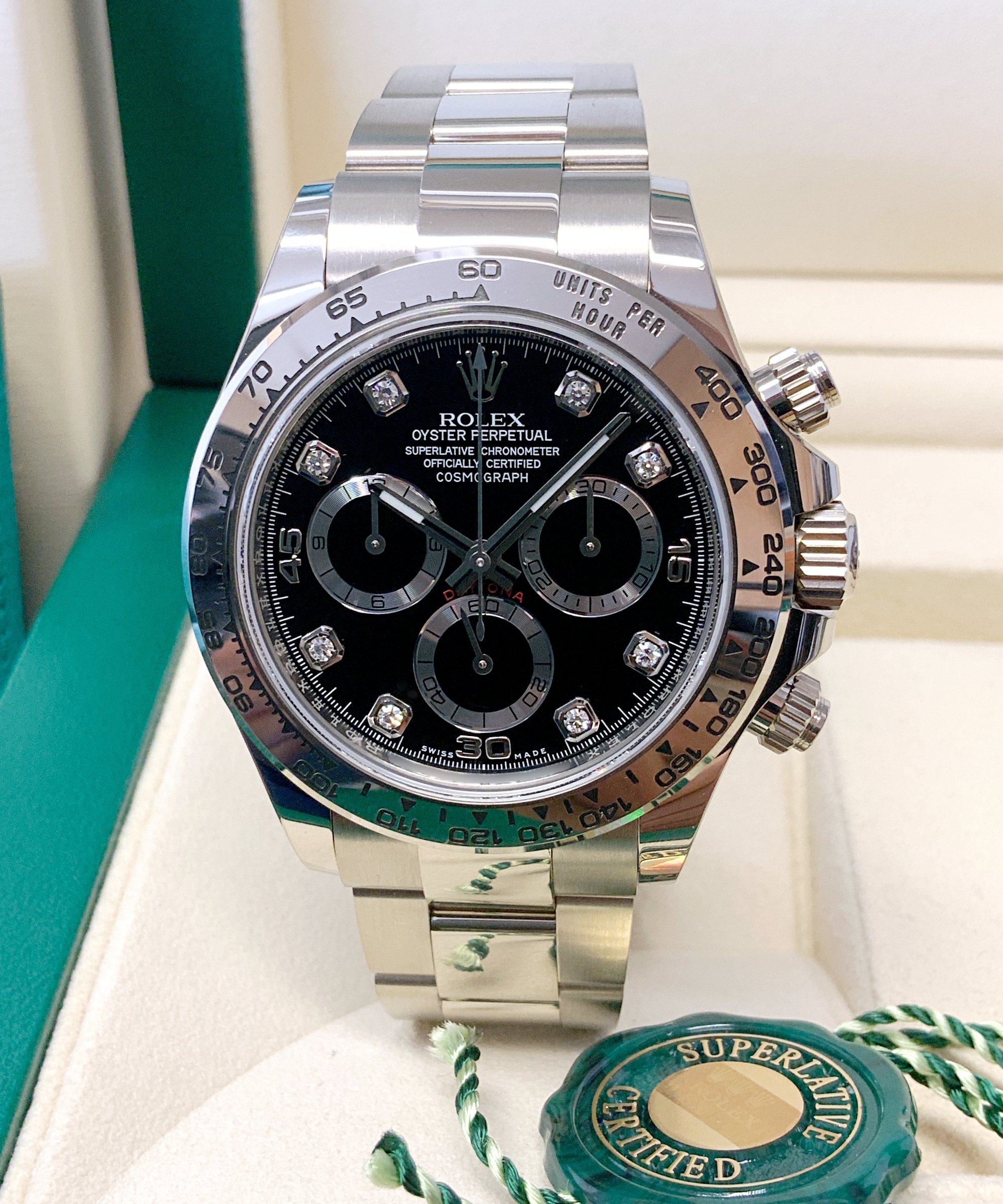 Rolex replica Daytona 116509 White Gold Black Diamond-4