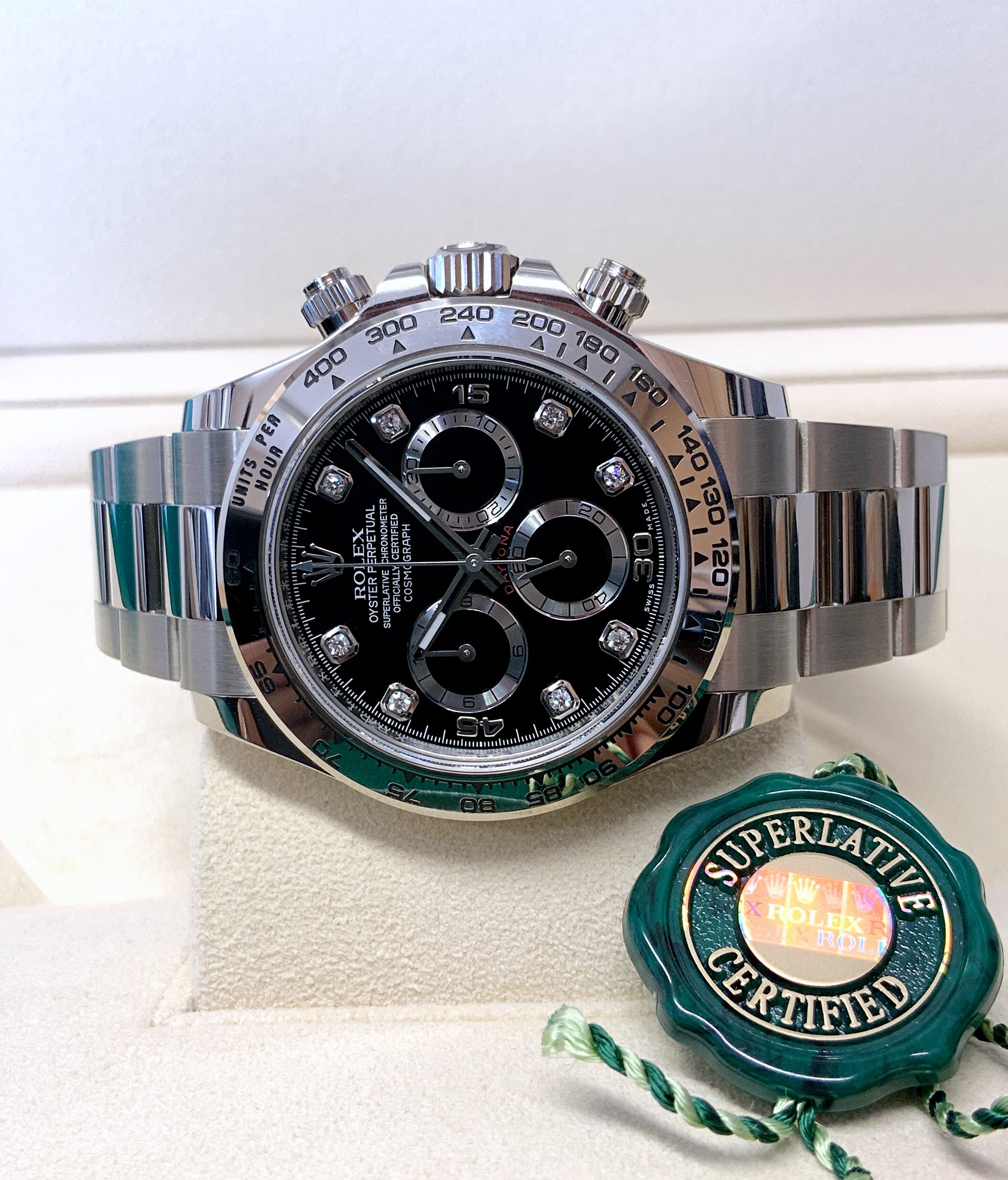 Rolex replica Daytona 116509 White Gold Black Diamond-5