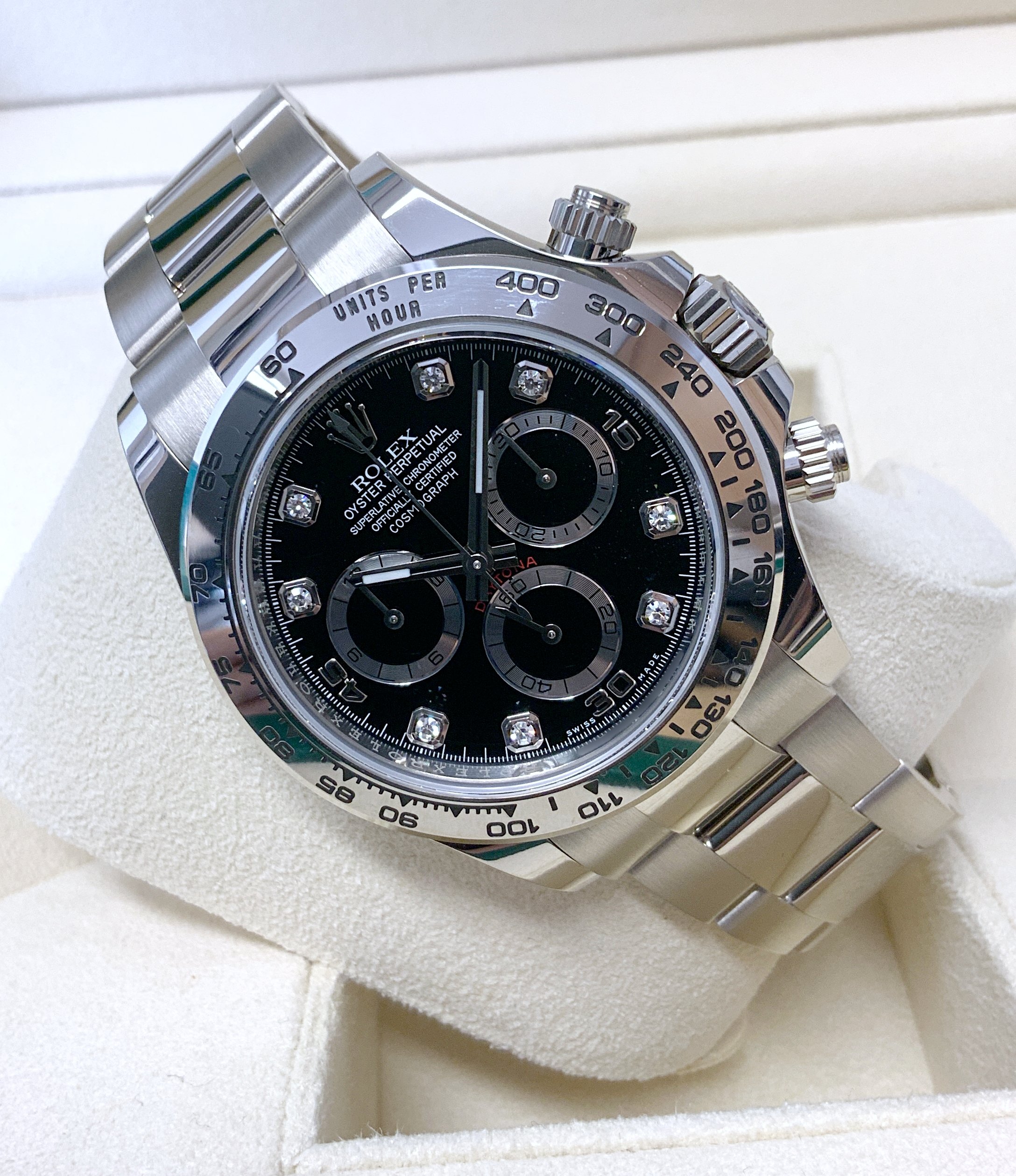 Rolex replica Daytona 116509 White Gold Black Diamond-6