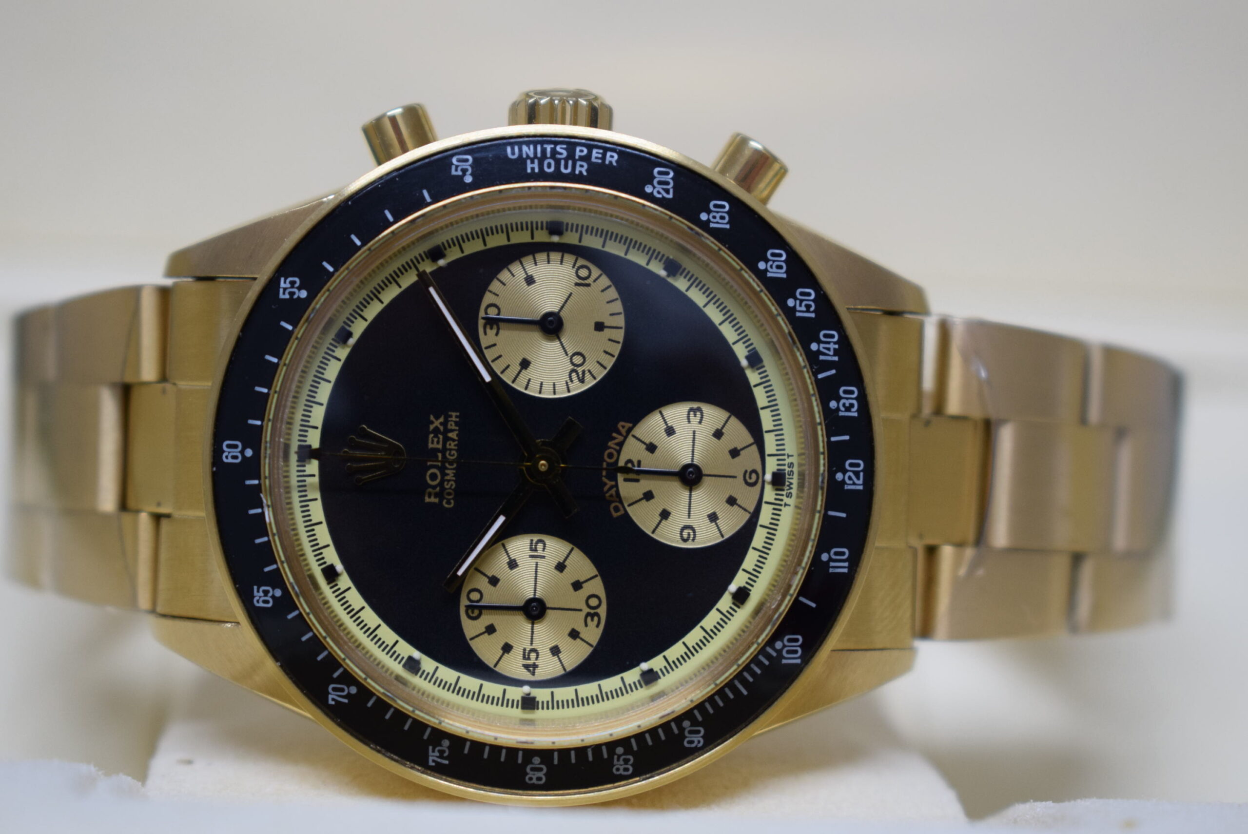 Rolex replica vintage daytona 6264 paul newman john player special oro black dial3