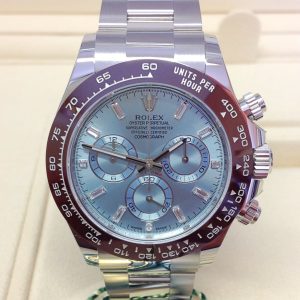 Rolex replica Daytona 116506 Platinum Ice Baguette Blue Dial orologio assemblato