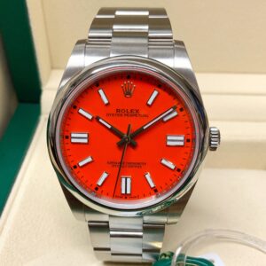 Rolex replica Oyster Perpetual coral dial 41mm 124300 assemblato