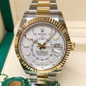 Rolex replica assemblato Sky-Dweller 326933 Bi-Colour White Dial oyster