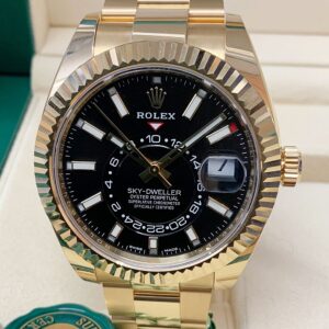 Rolex replica assemblato Sky-Dweller 326938 Yellow Gold black dial