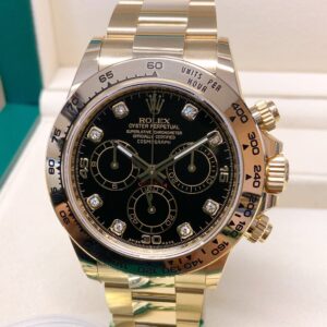 Rolex replica Daytona 116508 Yellow Gold Black diamond Dial orologio assemblato