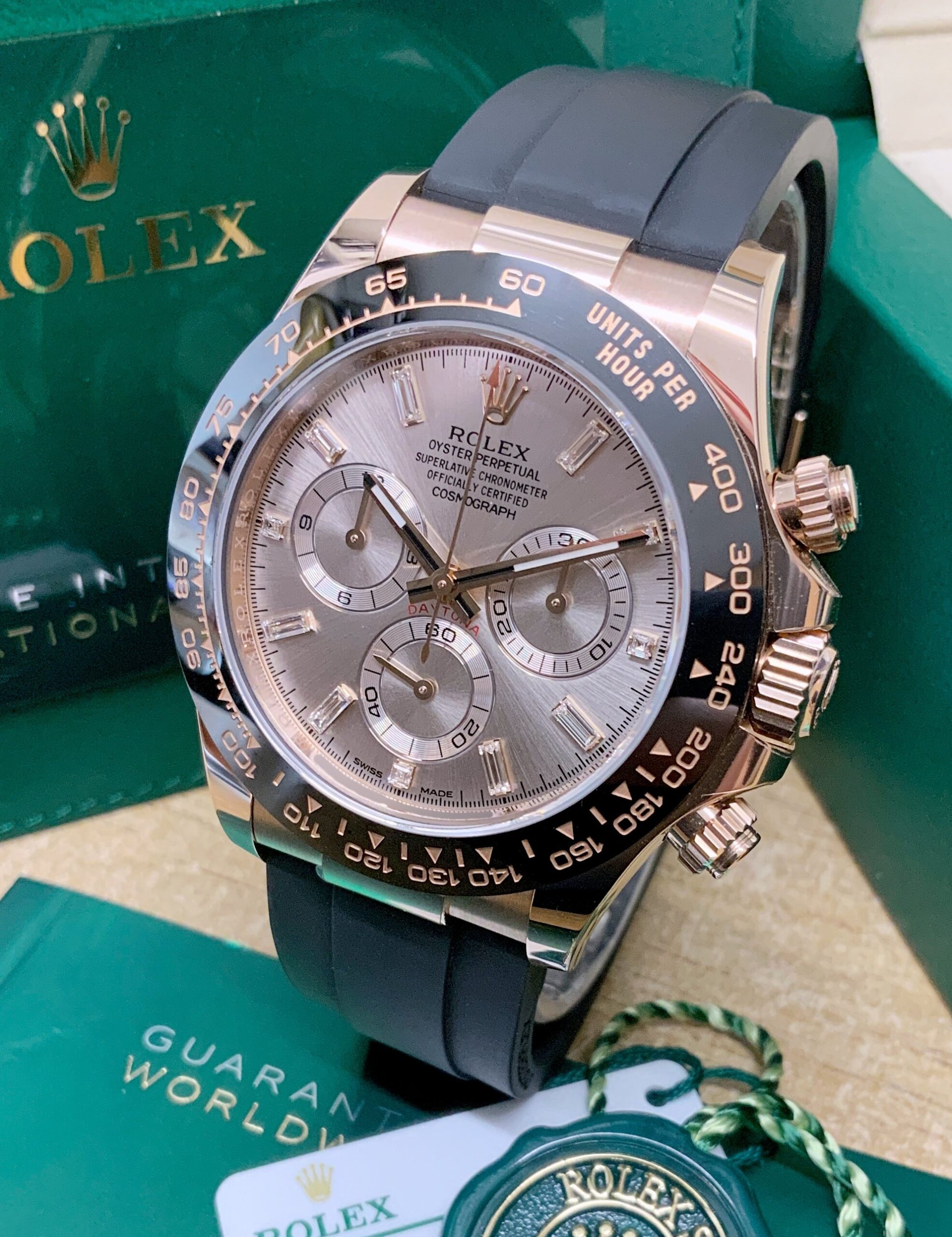 Rolex replica Daytona 116515LN Rose Gold baguette dial-1