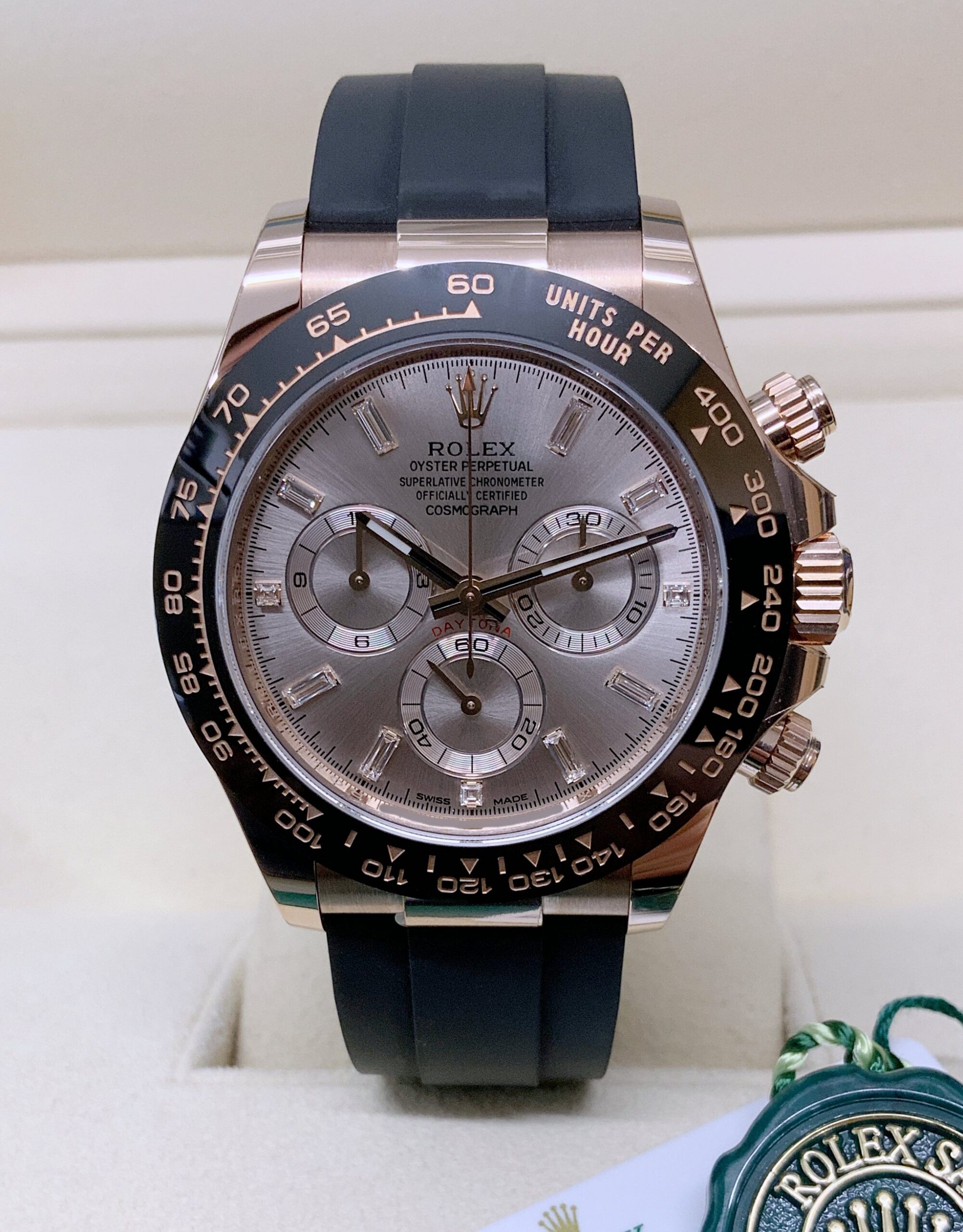Rolex replica Daytona 116515LN Rose Gold baguette dial-2