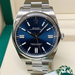 Rolex replica Oyster Perpetual blue dial 124300 41mm orologio assemblato
